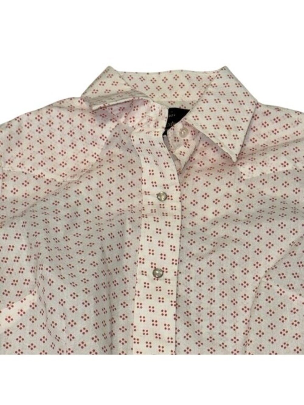 Champion Westerns Womens Long-Sleeve Button-Up Shirt Size 12 White With Red Dot - Picture 3 of 9